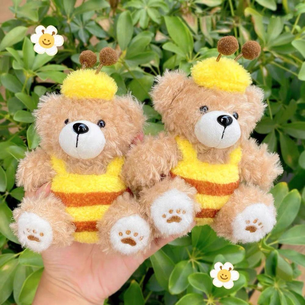 Мультяшный плюшевый брелок для ключей с изображением животного, кулон, забавный брелок для ключей в виде медведя и пчелы для девочек