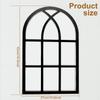 2Pcs Window Wall Mirror Vintage Arched Wall Mirror Acrylic Windowpane Mirror with Wood Frame for Living Room Bedroom Decoration