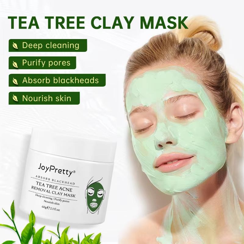 JoyPretty Tea Tree Facial Cleansing Clay Mask Shrink Pore Acne Treatment for Face Skin Care Products