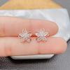 Exquisite Flower Design With Shiny Zircon Decor Stud Earrings Sexy Cute Style Copper Jewelry For Women
