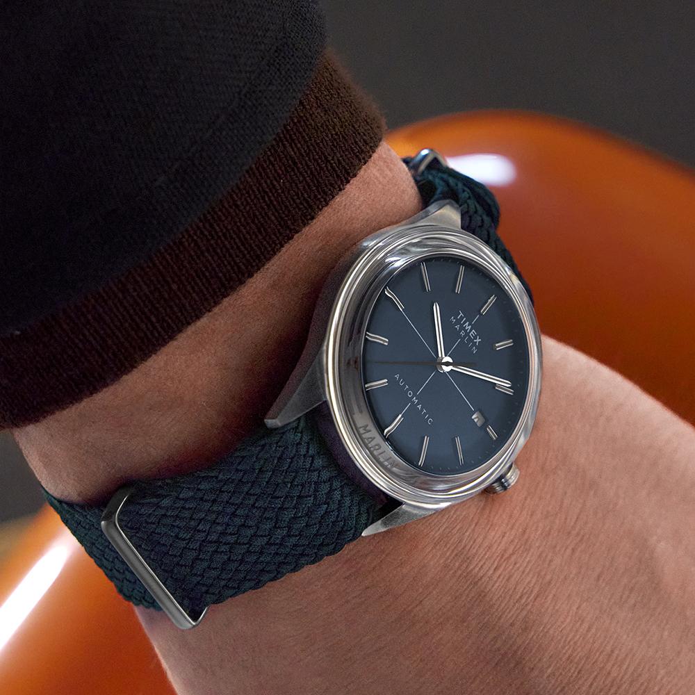 [Timex] Marlin Jet Automatic Hesalite Classic Navy Wristwatch 38mm TW2Y24500