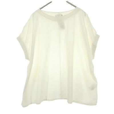 Неиспользованная женская футболка SM2 с коротким рукавом, собранная, цвет off white, б/у