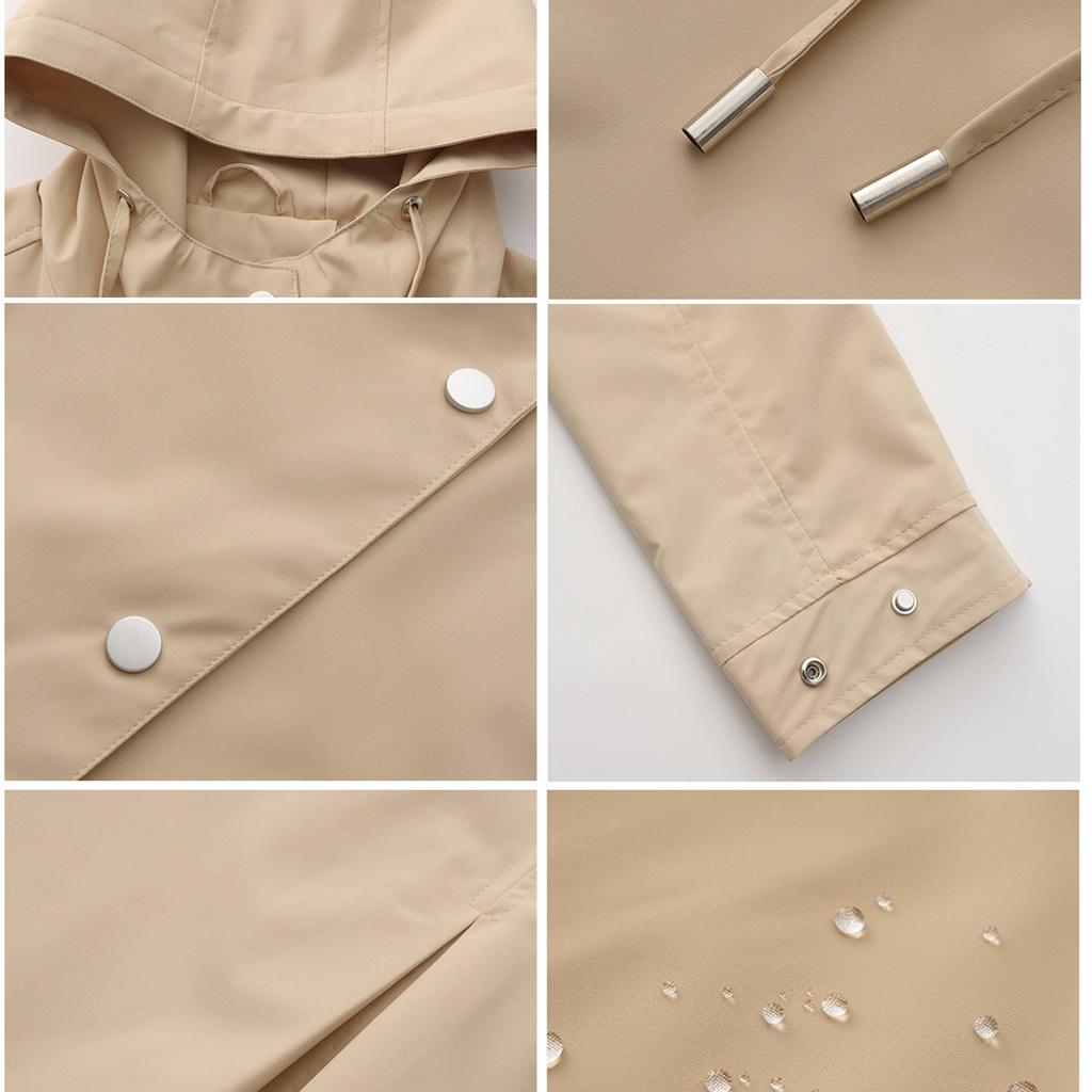 Женская модная однотонная спортивная водонепроницаемая ветровка с капюшоном и длинным рукавом, свободная повседневная ветрозащитная куртка