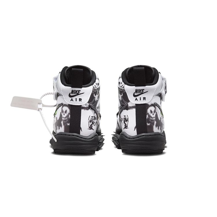 Off-White x Nike Air Force 1 Mid SP Кожаные Кроссовки Мужские Grim Reaper Черные DR0500-102
