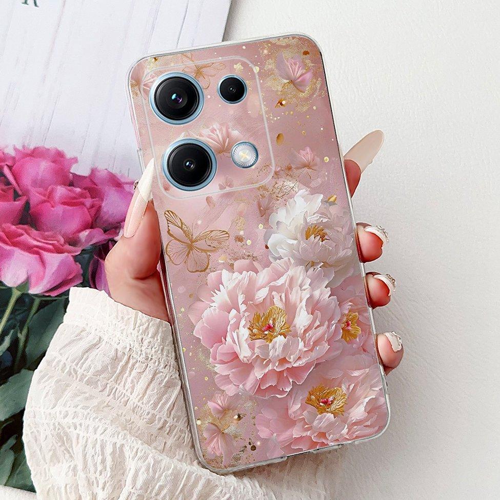 Clear For Redmi Note 14S 4G Case Cover Luxury Butterfly Love Fashion Flowers Cool Lion Cute Painted Soft Casing