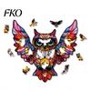 Colorful Home Decor Acrylic Owl Puzzle, Rainbow Reflection Hanging Pendant, No-Glue Window DIY Assembly Sun Collector, for Garden Patio Indoor Puzzle