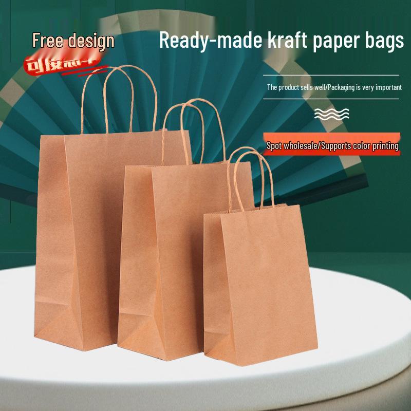 Custom Kraft Paper Tote Bag with Logo for Packaging and Storage