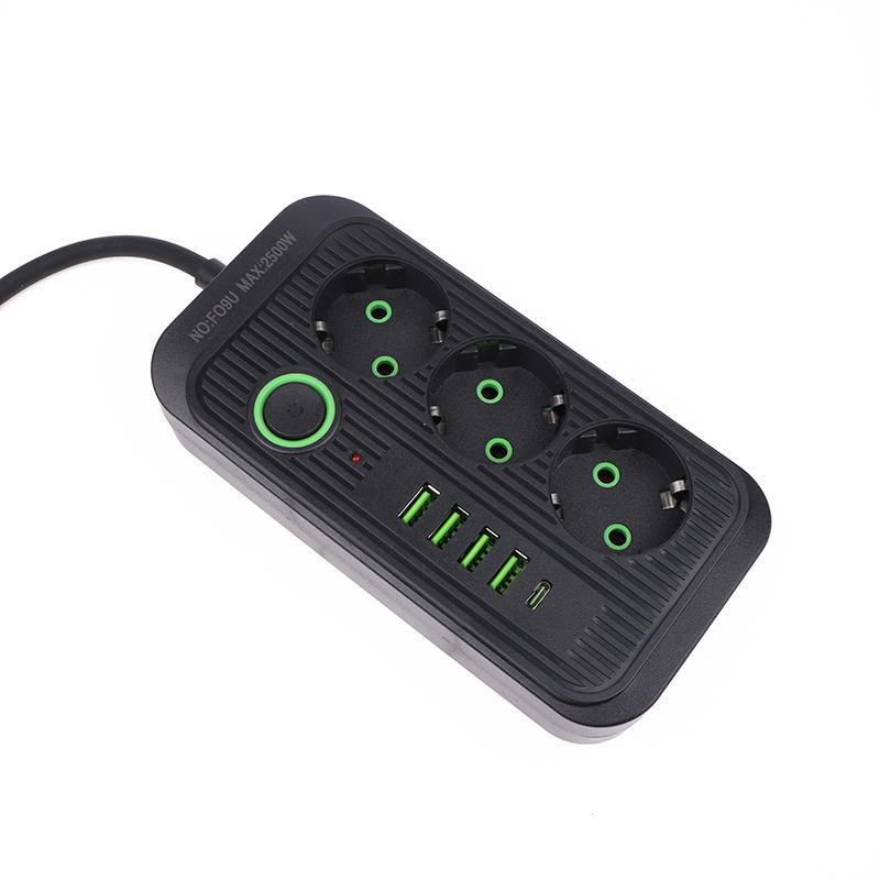 1 шт., удлинитель для розетки переменного тока с европейской вилкой, удлинитель с несколькими ответвлениями, электрическая розетка с 4 портами USB, быстрое зарядное устройство, европейская вилка