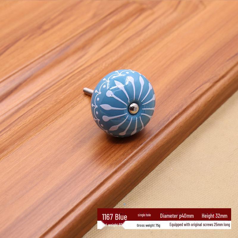 Китайская пасторальная керамическая круглая ручка, расписанная вручную, для тумбочек или ящиков