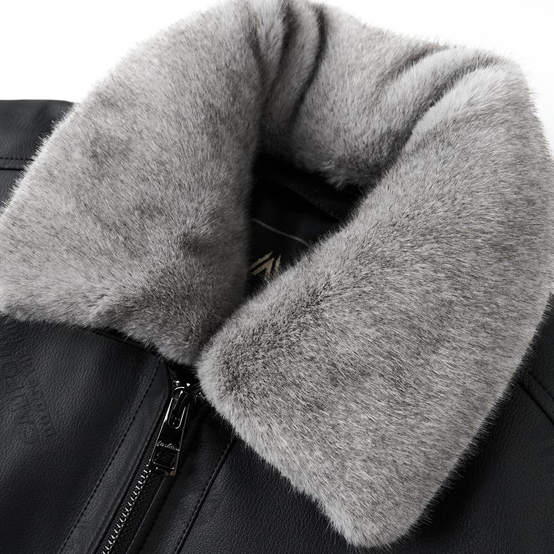 Men's Leather Jacket Genuine Leather Winter New Lapel Leather Jacket Thickened Warm Casual Down Jacket Men's Jacket