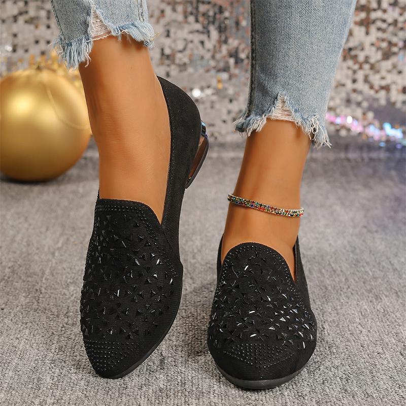 Модные женские замшевые мокасины с кристаллами, туфли с острым носком, балетки, осень 2024 г., дизайнерские новые повседневные туфли для прогулок, удобный бренд Femme Zapatos