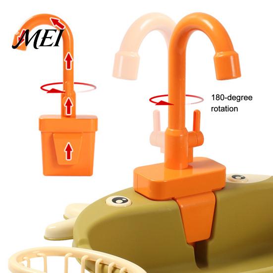 Child Safe Kitchen Faucet Toy Pretend Play Sink Replacement, Electric Water Circulation for Kids Kitchen, Dishwasher Role Battery Operated