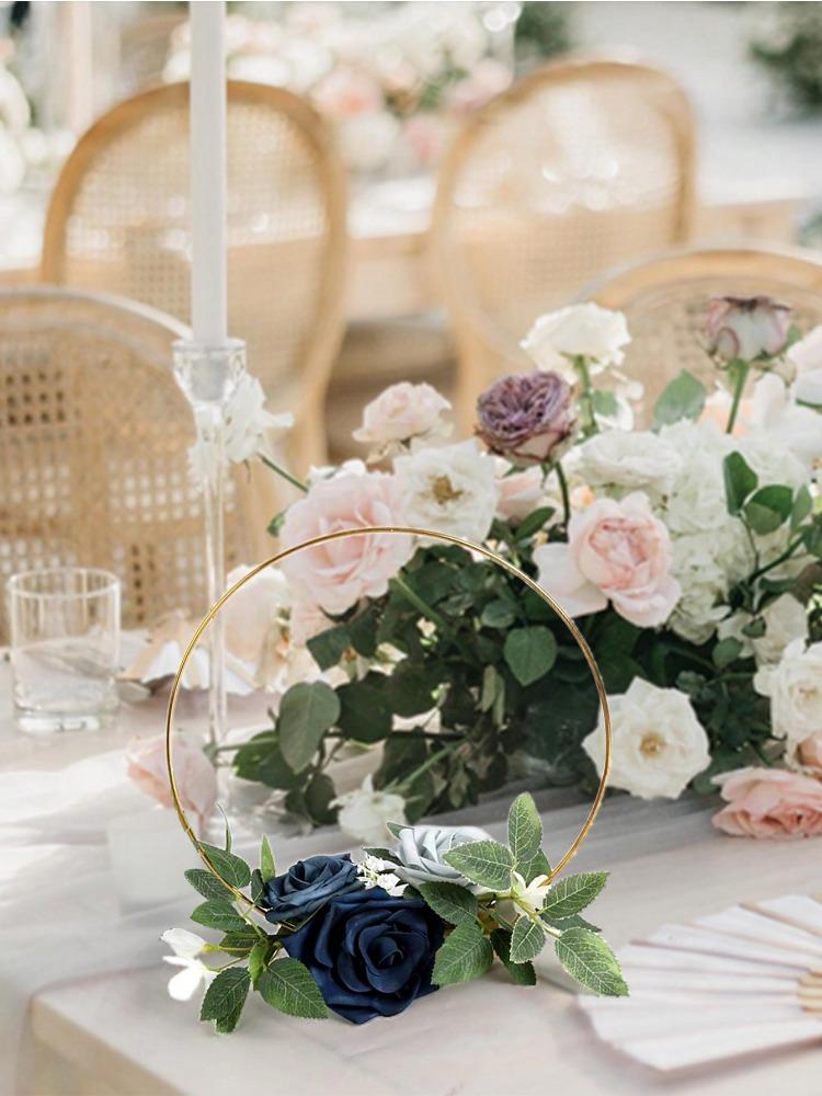 3PCS Artificial Flowers Wedding Wreath Floral Artificial Roses Centerpieces for Sweetheart Table Head Table Ceremony Reception Wedding Decorations