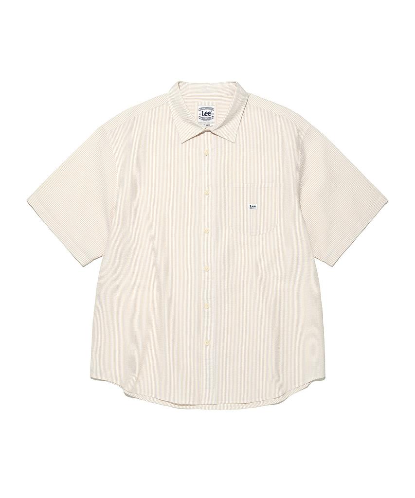 LEE Loco Pocket Seersucker Short Sleeve Shirt Light Beige