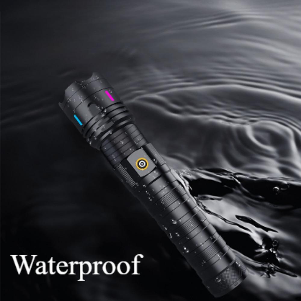 60 Вт Мощный фонарь с сильным светом Светодиодный фонарик высокой мощности Перезаряжаемый через USB Мощный тактический фонарь Сверхдальнобойный фонарь Для рыбалки на открытом воздухе