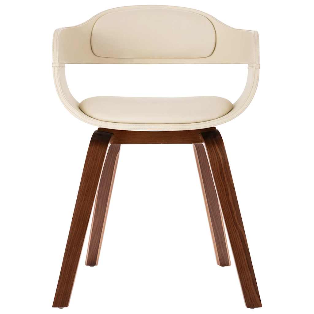 Dining Chair in White Bentwood and Faux Leather