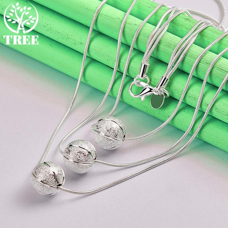 Versatile 925 Sterling Silver Frosted Bead Pendant Necklace For Women Engagement Wedding Birthday Party High-Quality Jewelry