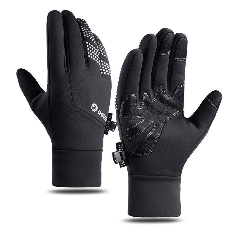 Men's Winter Windproof Waterproof Fingerless Touchscreen Cycling Gloves - Warm Fleece for Outdoor Sports