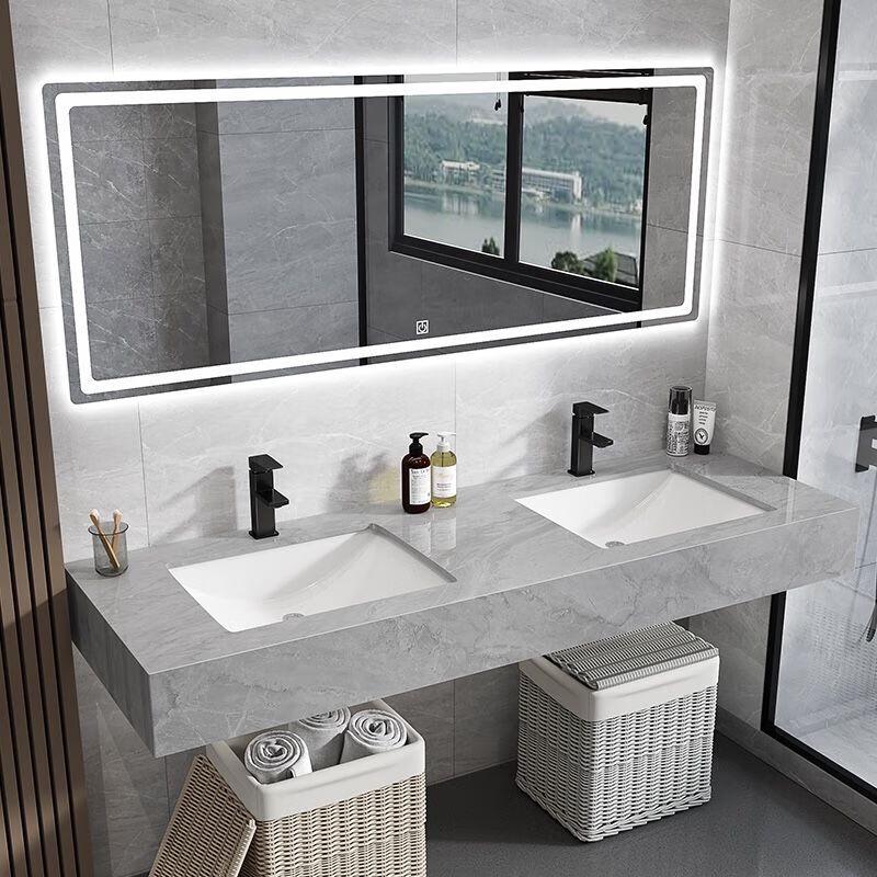 Yidashang 1.4m Marble Double Basin Vanity with Smart Mirror