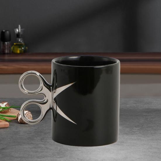 Керамическая кружка с ручкой в виде ножниц 350 мл, новинка, парикмахерская, чайная кружка для кофе, подарочная кружка с разноцветной глазурью