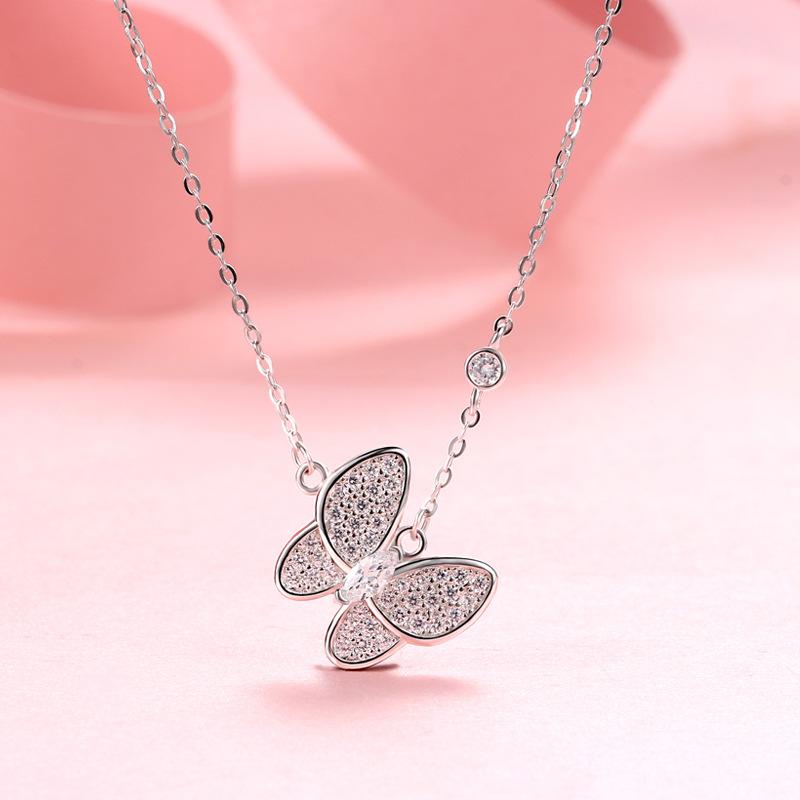 Butterfly Necklace Jewelry Pendant Natural White Fritillary Temperament Versatile Collarbone Chain Female Ins Premium