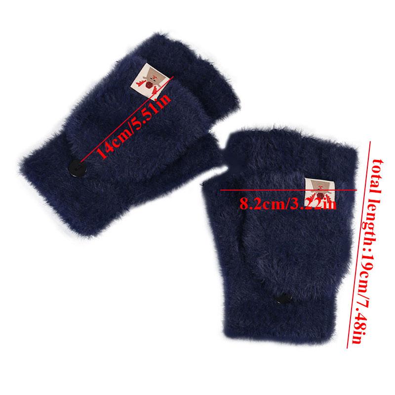 Plush Fingerless Gloves Winter Warm Mittens Soft Warm Half Finger Flip Gloves Outdoor Thick Cold Protection Gloves Write Gloves