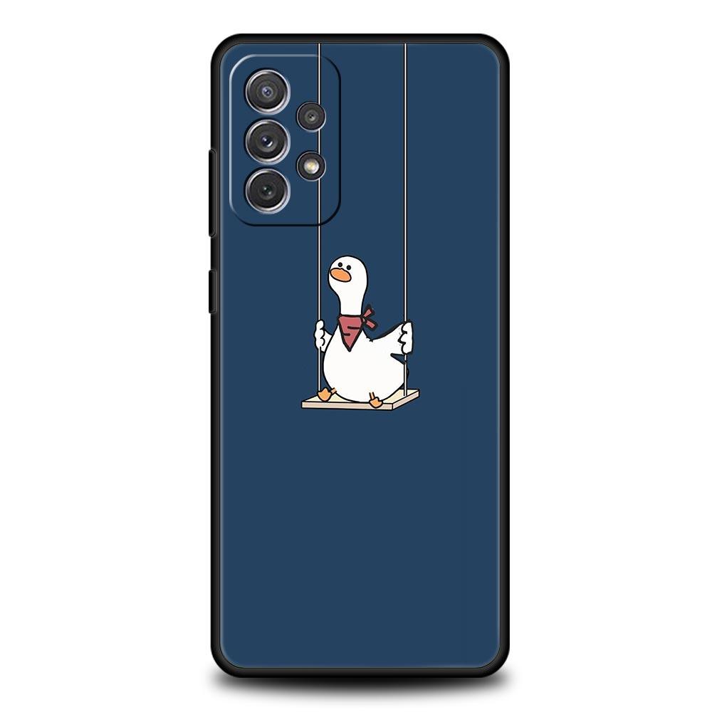 Мультяшная утка Чехол для телефона Для Samsung Galaxy A17 A07 A55 A35 A25 A15 A05 A33 5G A31 A23 A21s A13 A41 A73 A53 A51 A71 A03 S10 Чехол