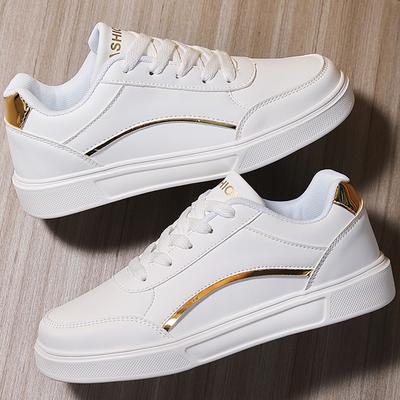 Кроссовки Белая обувь Женская спортивная обувь из искусственной кожи Кроссовки для скейтборда на плоской подошве