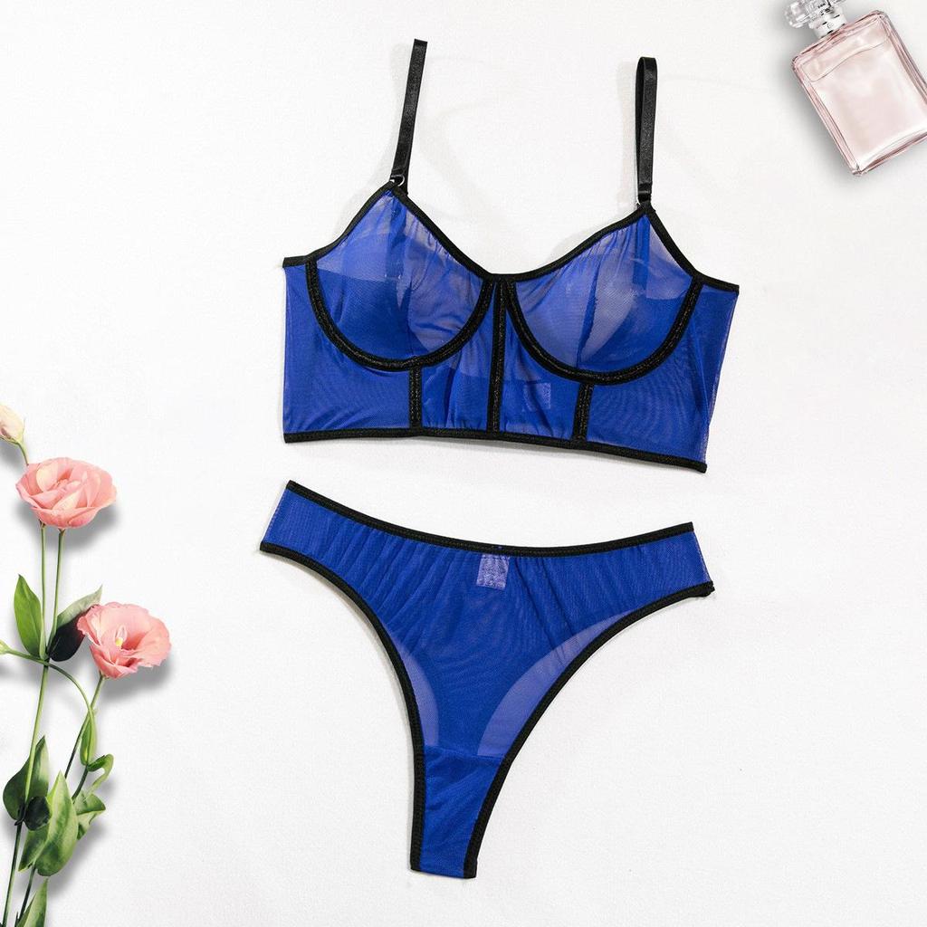 Популярный комплект сексуального сетчатого нижнего белья со стальной поддержкой и дизайном «рыбья кость»