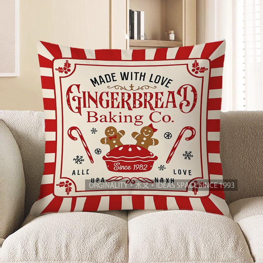 Home Decor Gingerbread Bakery Decorative Cushion Cover Pattern Cushion Cover Suitable For Sofa Bedroom Car Pillow Cover