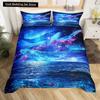 Пододеяльник с изображением китов King Queen, комплект постельного белья с изображением морских животных, водорослей, морских звезд, морских обитателей, пододеяльник из синего полиэстера
