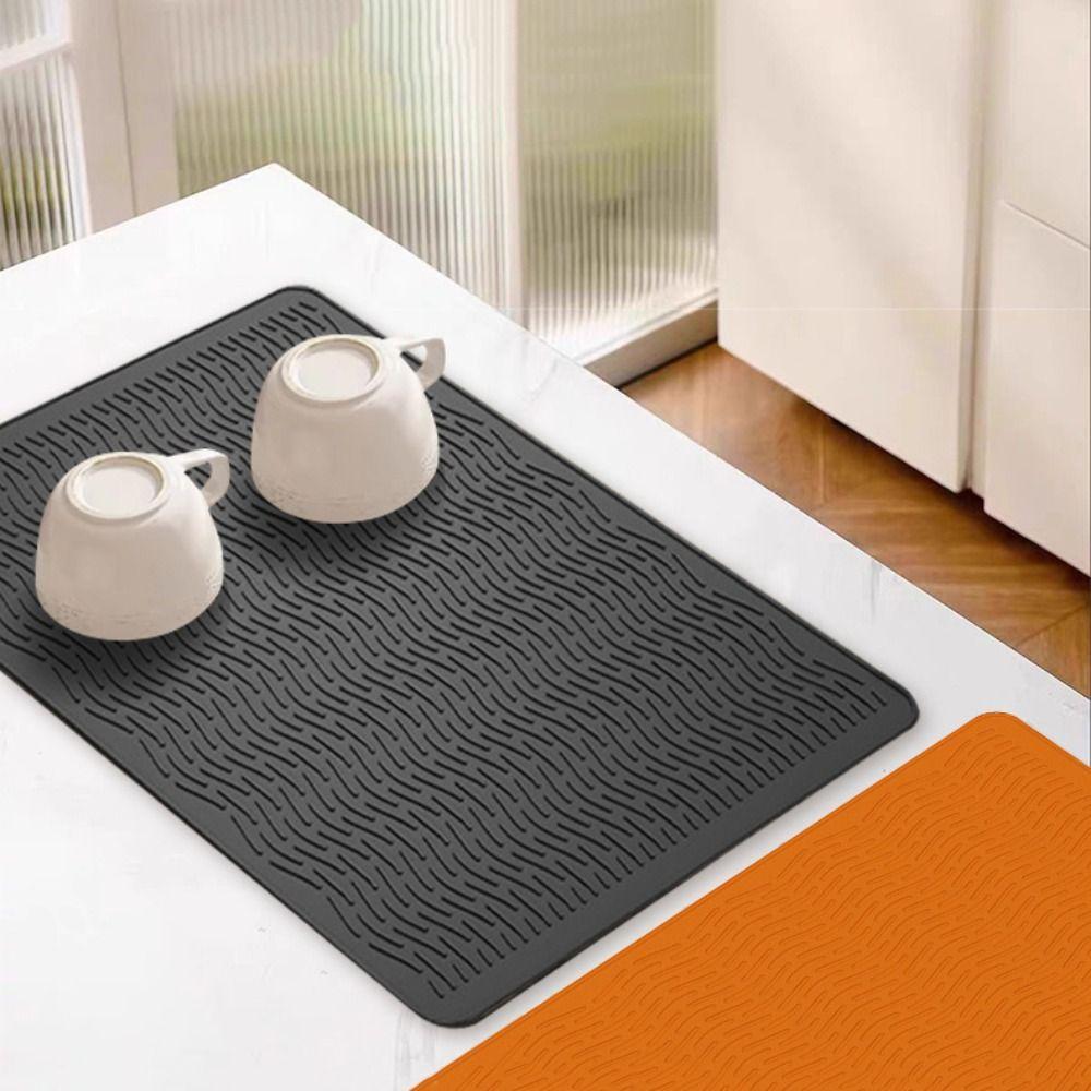 Non-slip Silicone Cooktop Mat Pot Holder Tableware Pad Dustproof Dish Drainer Mat  Kitchen