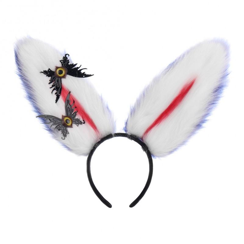 Handmade Easter Bunny Ear Headband Cosplay Plush Animal Hairband Dark Style Party Costume Accessory