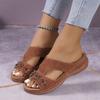 Fashion Summer Women Slippers Plus Size Women's Shoes Retro Roman Sandals Women Pu Casual Flower Wedge Sandals Platform Slippers