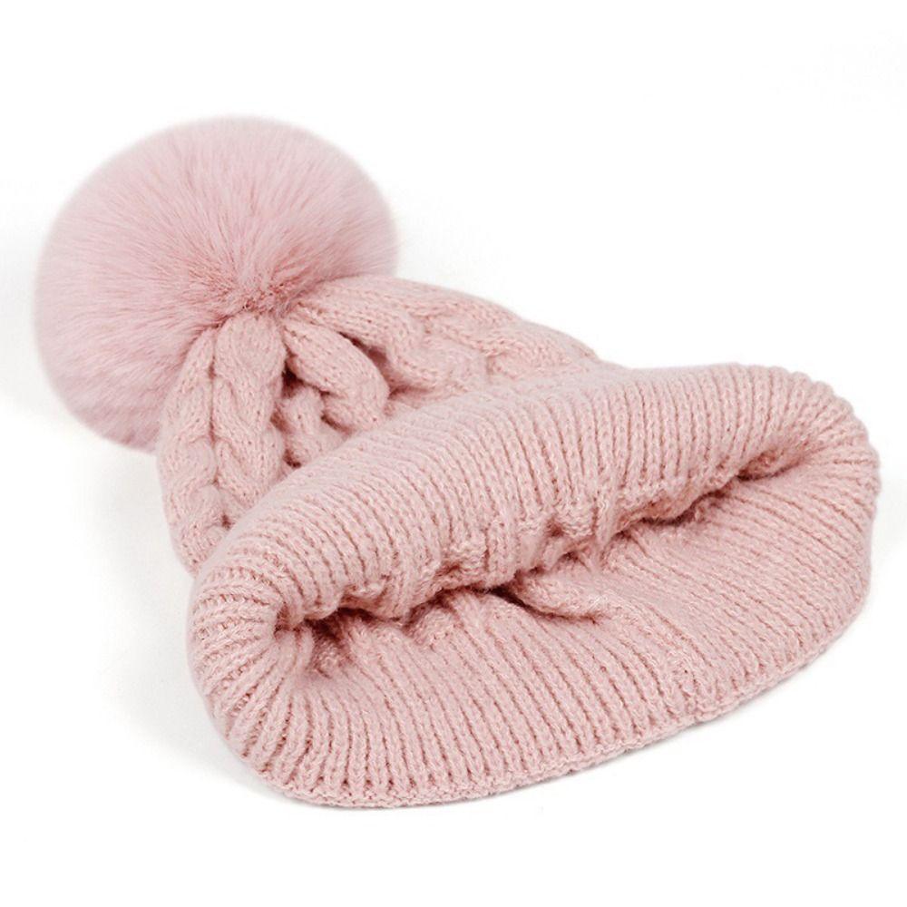 Beanie Hat Pompom Beanies Hat Thickened Winter Knit Gloves Set  Cold Weather
