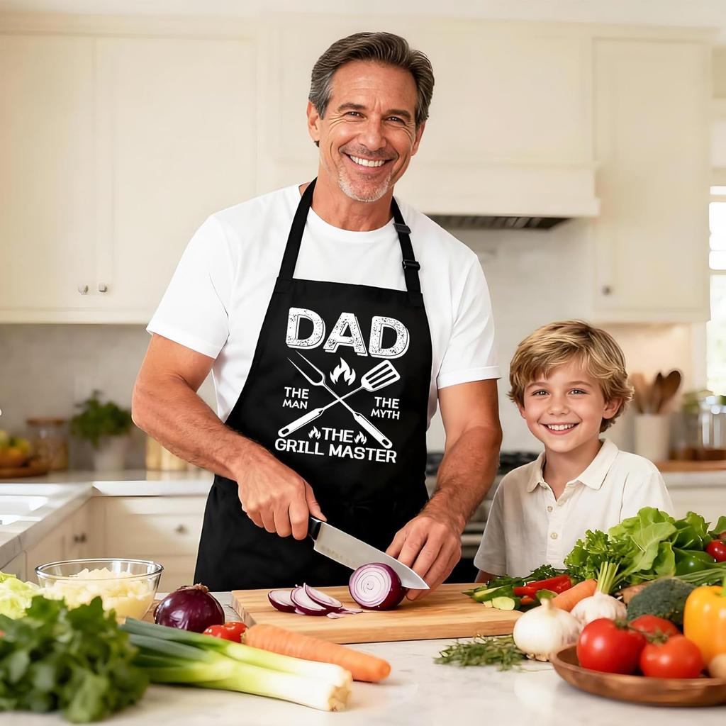 Kaidouma Grill Aprons for Men Dad - Mens Funny Chef Cooking Grilling BBQ Apron with 2 Pockets - Father's Day Apron for Dad