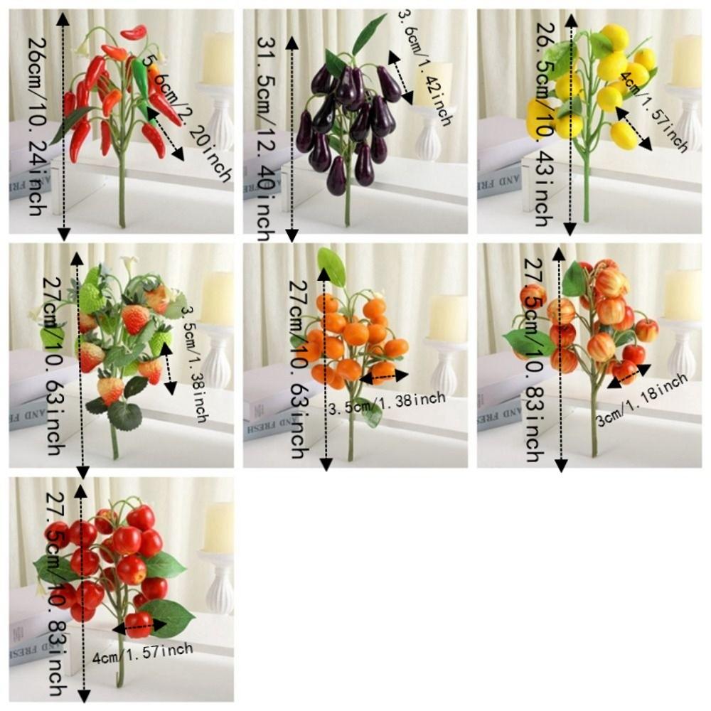 Realistic Artificial Lemon Branches Plastic Fruit Props DIY Fake Strawberry Vase Decoration