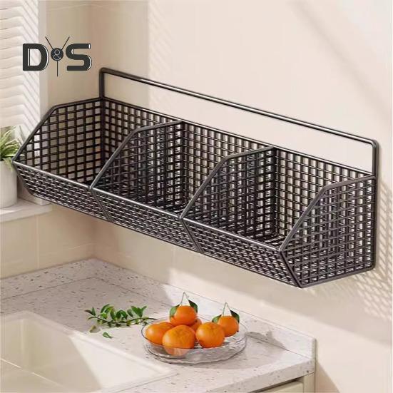 Настенная корзина для хранения, прочная несущая конструкция, полая, простая в установке, кухонный органайзер для овощей и лука, держатель для хранения