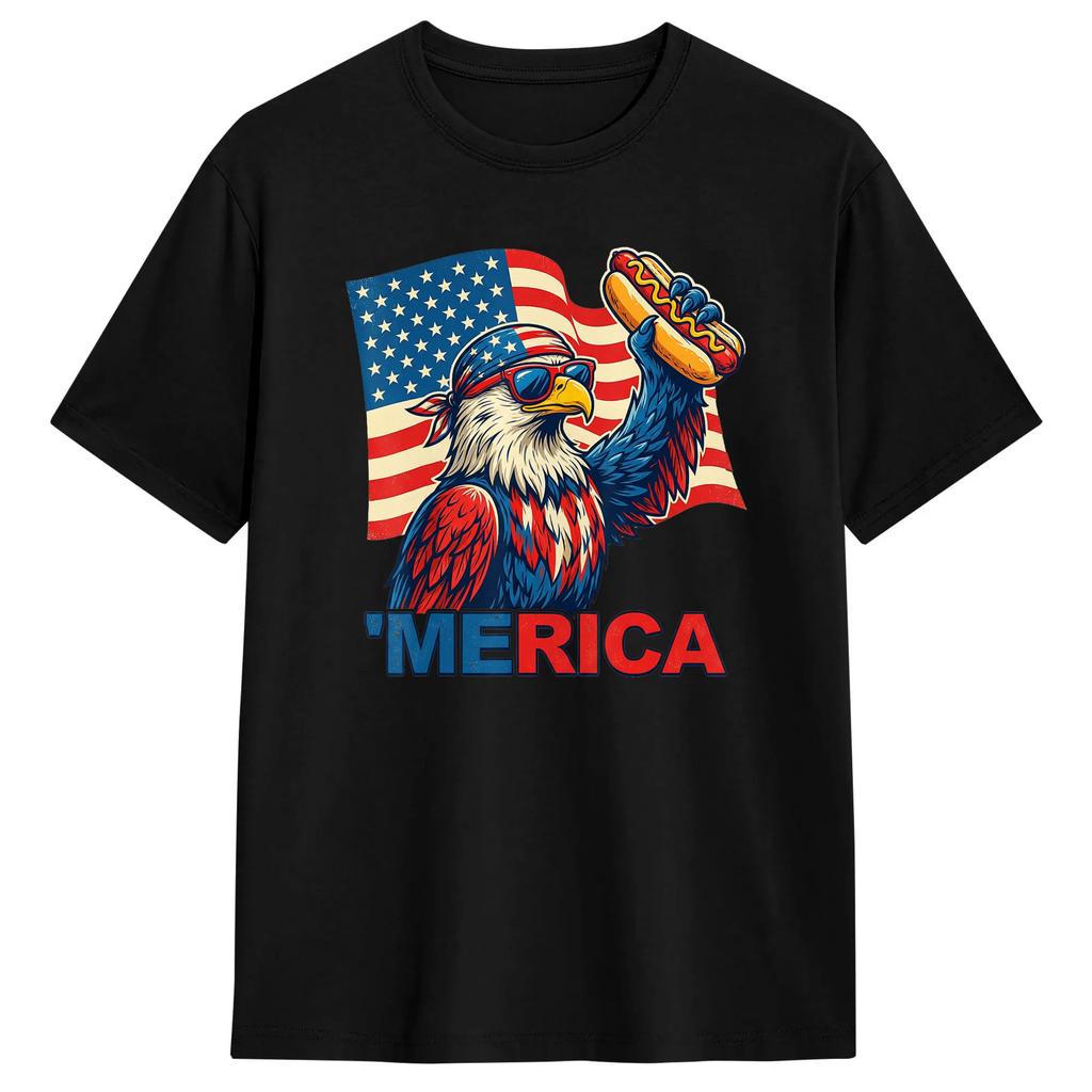 Unisex Eagle Hotdog 4th Of July Patriotic American Flag Usa Tshirts 100 Cotton Tops Summer Awesome Short Sleeve Tshirt Oneck