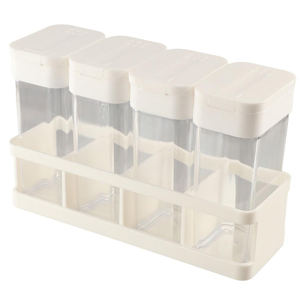 4Pcs/set Plastic Spice Jars Sliding Open Spice Storage Bottle Home Kitchenware