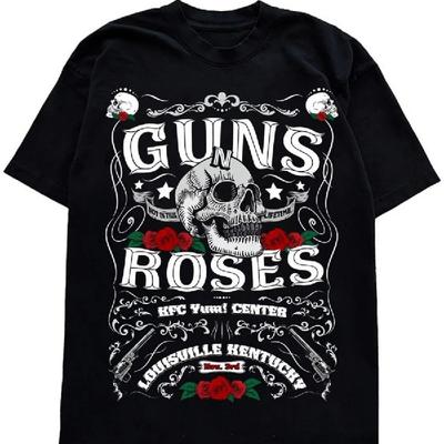 Guns N Roses Череп Рок Черная Мужская и Женская Футболка Хлопок С принтом Мужская и Женская Летняя Одежда Футболка