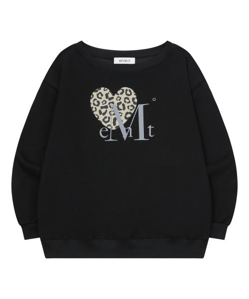MUCENT Sierra Leopard Heart One-Shoulder Sweatshirt (2 Colors)