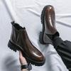 British Style Chelsea Men's Boots Thick Soled Ankle Boot Luxury Brand Business Casual High Top Leather Shoes Motorcycle Boots