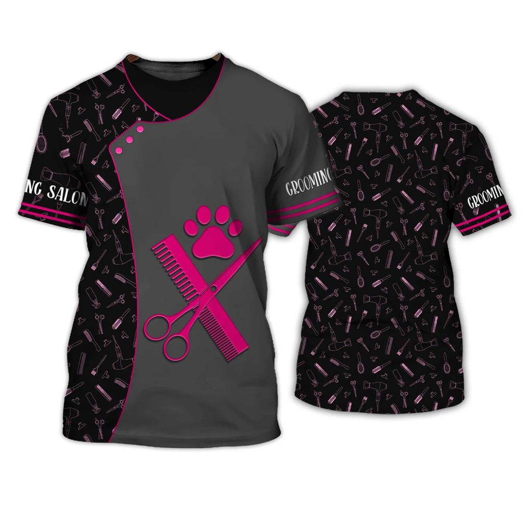 Футболки для грумеров для собак, кошек, груминга, уличная одежда с 3D принтом, мужская и женская модная футболка большого размера, футболки для косплея, топы, униформа, одежда