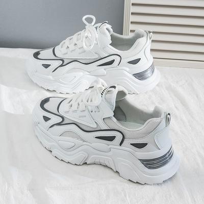 Весна и лето Новые женские туфли для папы Ins Модные женские дышащие сетчатые туфли Универсальные повседневные белые спортивные женские туфли