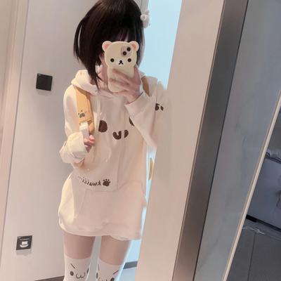 Y2k эстетические толстовки с принтом кота Kawaii в стиле Харадзюку, толстовки с завязками в стиле гранж, женские топы с карманами в японском стиле Sudaderas Para