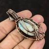 Сглаз Ларимар Медный кулон Драгоценный камень Медь Обернутые украшения Лунный камень Медные украшения Ручная работа Ювелирные изделия сглаза Подарок для нее Подарок для мамы