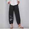 Womens Cotton Linen Trousers Casual Wide Pant Printed Plus Size Home Pants with Pockets