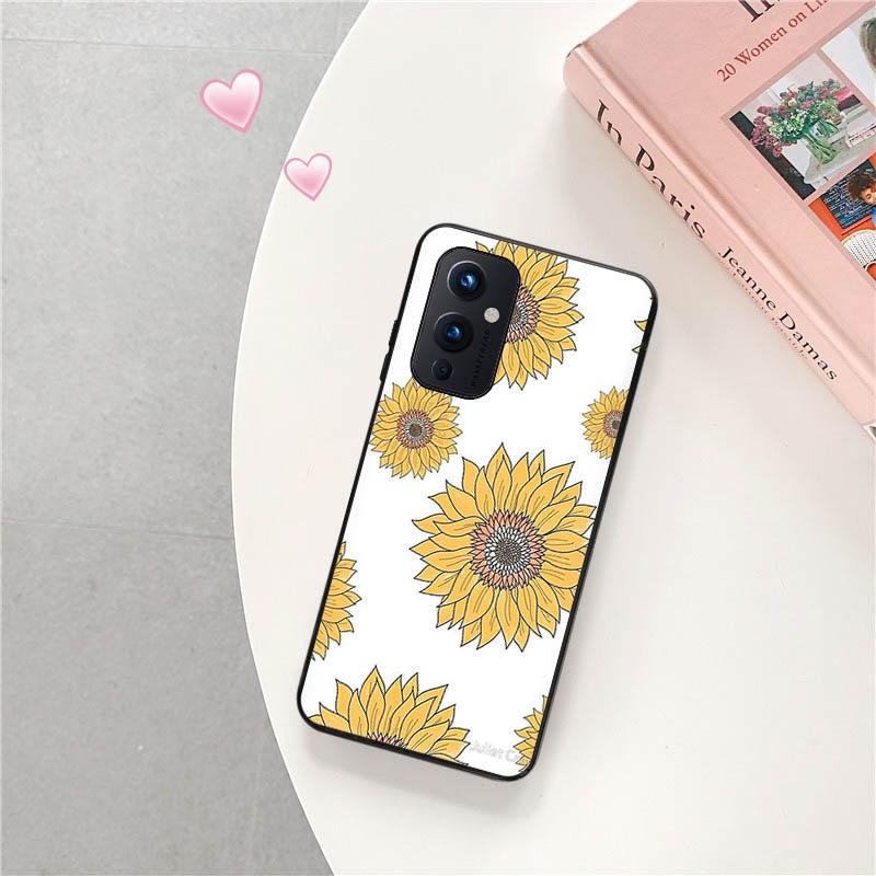 Для OnePlus 9 Pro 8 5G 7 9R 7T 8T Z Daisy Sunflower Черный матовый чехол из ТПУ с росписью чехол для телефона OnePlus Nord 2 CE N10 N100 N200