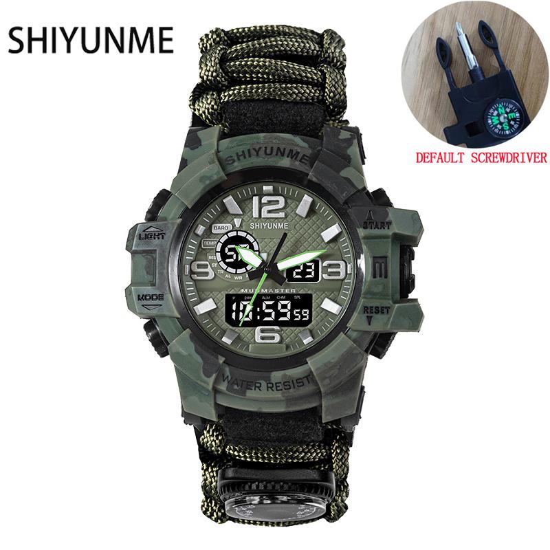 Мужские военные часы SHIYUNME G-Style Водонепроницаемые с хронографом, светодиодным электронным компасом, для активного отдыха, мужские часы Relogios Masculino